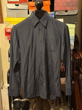 Dries Van Noten Lightweight Navy Blue Voile Silk Shirt